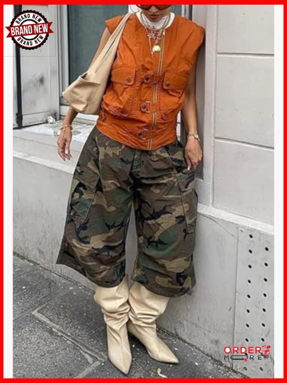 High Waisted Wide Leg Barrel Pants Casual Polyester Spandex Elastic Waist - Picture 4 of 6